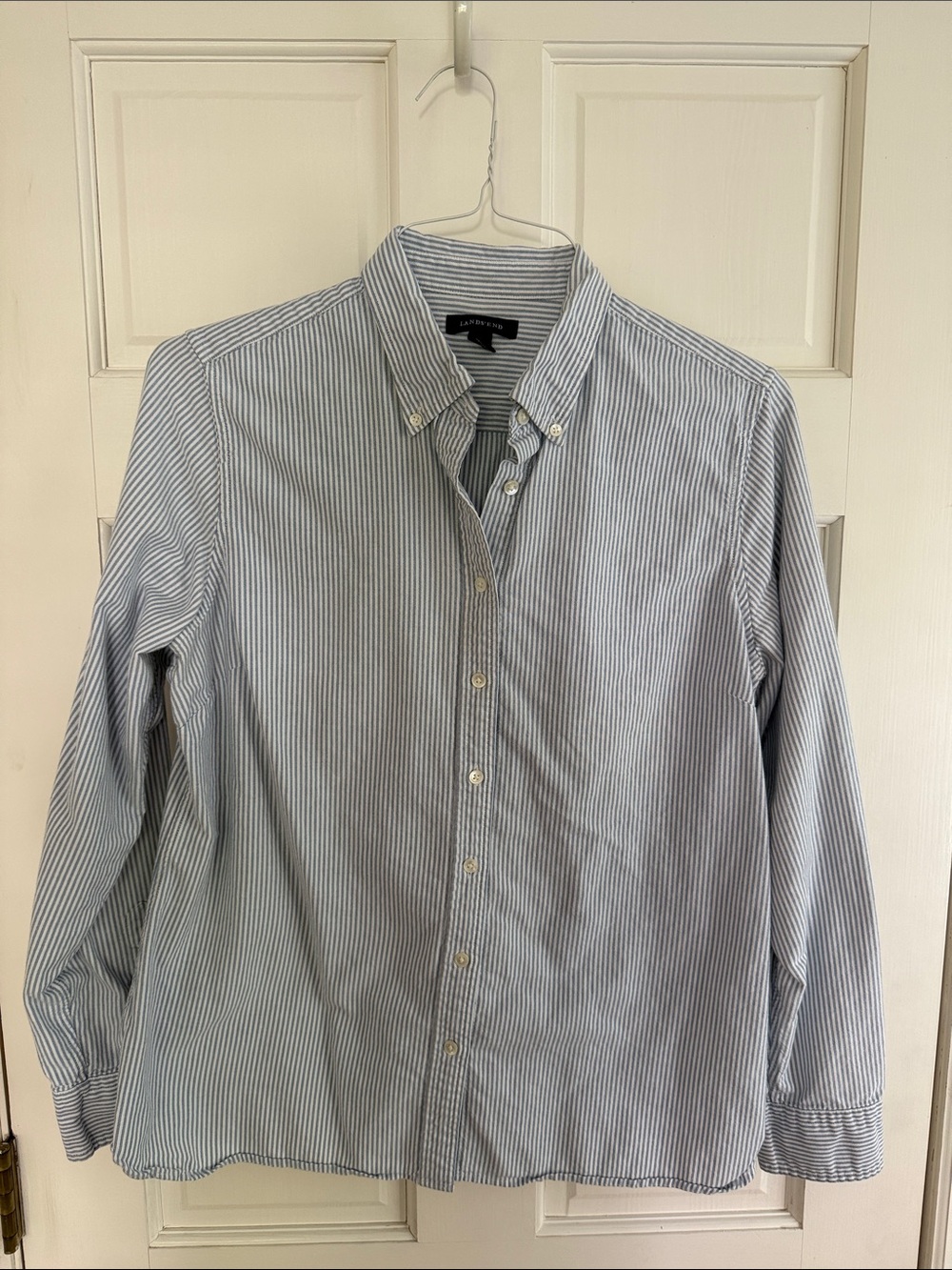 Lands' End Blue Striped Oxford, 12